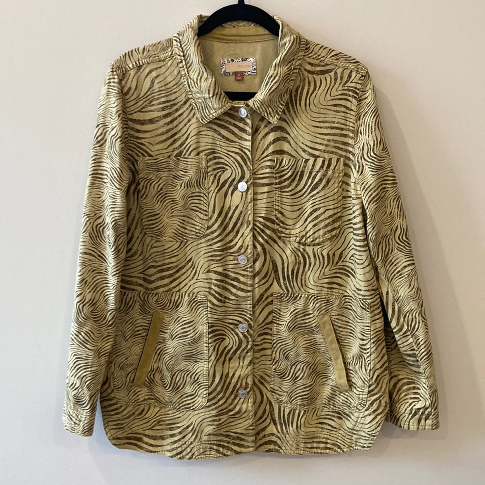 Anthropologie Pilcro Lightweight Zebra Striped Shirt Jacket 100% cotton Sz med